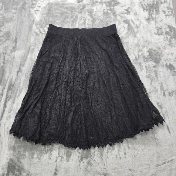 Torrid Skirt Womens 1  Plus Size 1 1X Black Lace Pleated Pull On Midi Lined - Picture 2 of 9